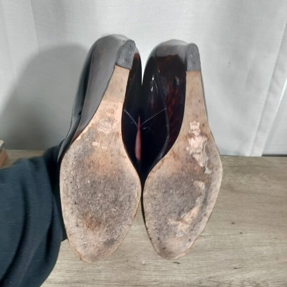 L.K.Bennett Black Wedges Size 40 US 10 Animal Print Wedge - Picture 7 of 9